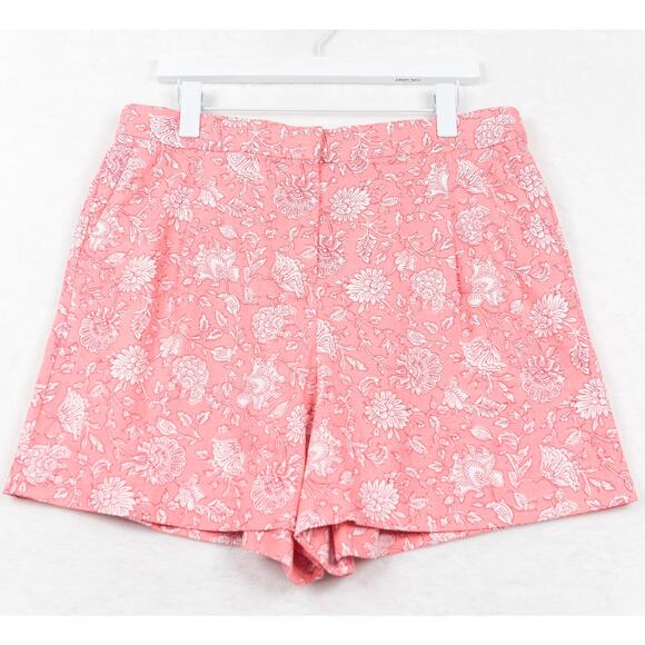 J CREW Floral Linen Blend High Rise 5" Shorts Rose Pink Feminine Preppy Sz 14 - Picture 3 of 7